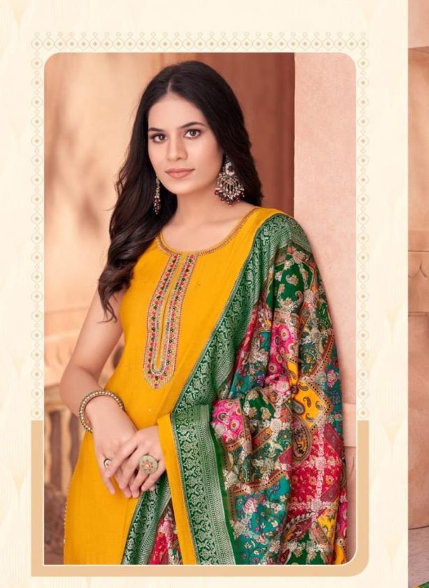 Shree Shanti Selection - Mustard Yellow Straight Cut Suit Set